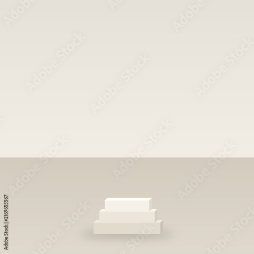 Minimalist white display stand step podium mockup background for product presentation