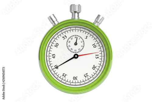 Fotografie Lime Green Analog Stopwatch with White Dial and Metal Buttons