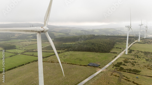 Wind farm generating clean power in Galicia, Spain
