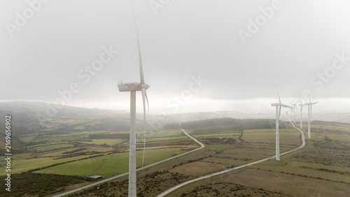 Wind farm generating clean energy in Abadin, Galicia, Spain