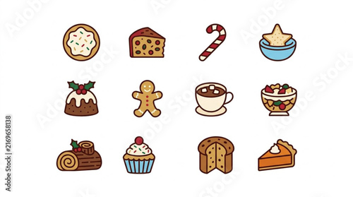 Fotografía Colorful Flat Design Dessert Icons Collection.