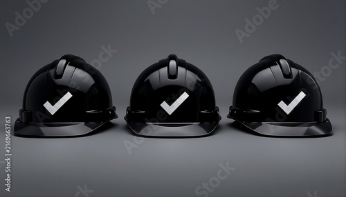 Black Safety Helmets with Checkmark