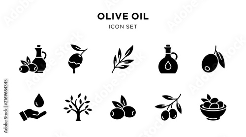 Obraz na płótnie Olive oil icon set
