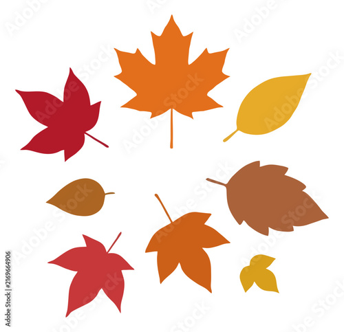 Autumn Leaves arranged in a circle with warm colors during fall season vector illustration