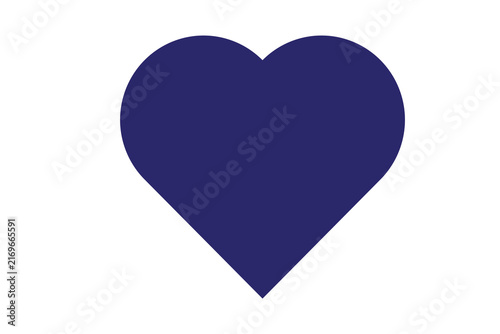 hardMidnightBlue color heart on white background. Representation of love.