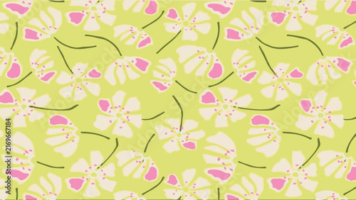 Floral Pattern with Pink and Cream Petals