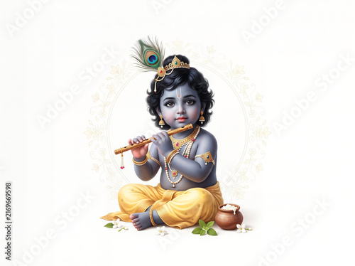 Shree Krishna Janmashtami design background. Krishna birth festival background 2026.