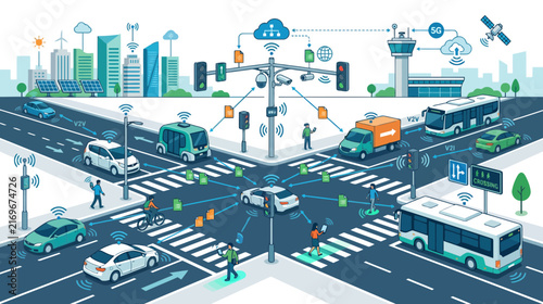 Smart City Traffic Intersection: Connected Vehicles, 5G, AI, Autonomous Transport