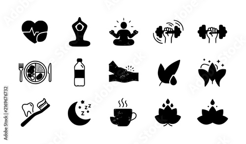 Wellness and Healthy Lifestyle Flat Icon Collection