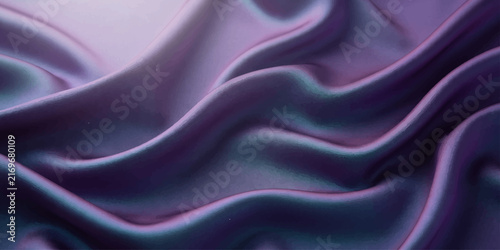 Fotografie A flowing purple silk fabric creates elegant waves and soft folds, evoking a sense of luxury and smooth texture