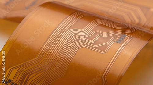 Flexible Printed Circuit with Copper Traces on Amber Polyimide Film