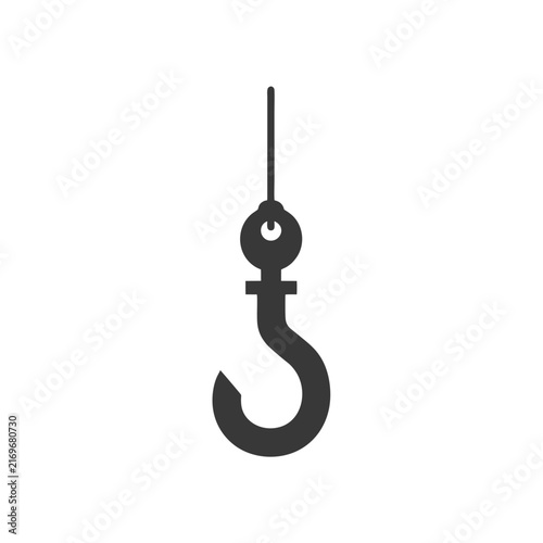 Black Crane Hook Silhouette Icon on White Background