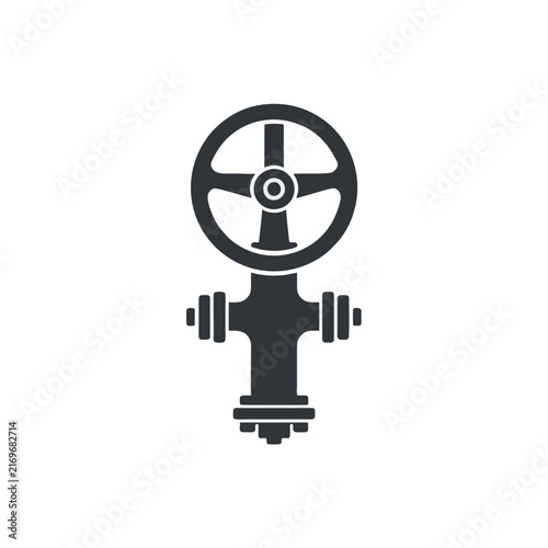 Black Industrial Valve Icon with Handwheel Design