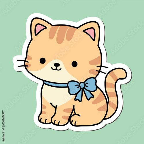 Cute Cat Clipart Vector. Cartoon Illustration of Cute Cat Isolated on White Background Vector.