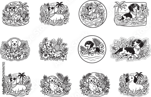 Cute Tropical Dachshund Dog SVG