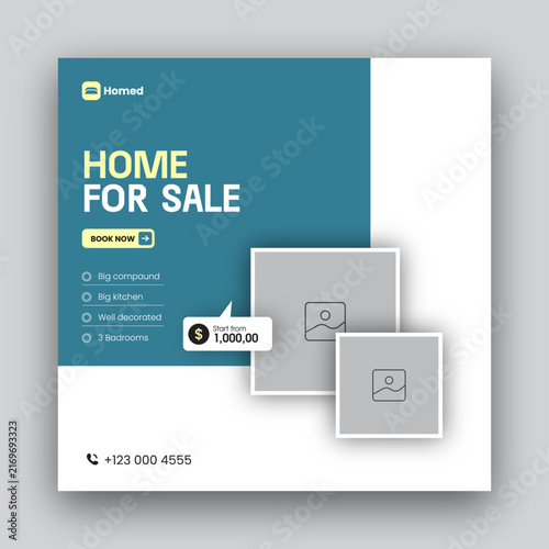 Real estate social media post web banner design template