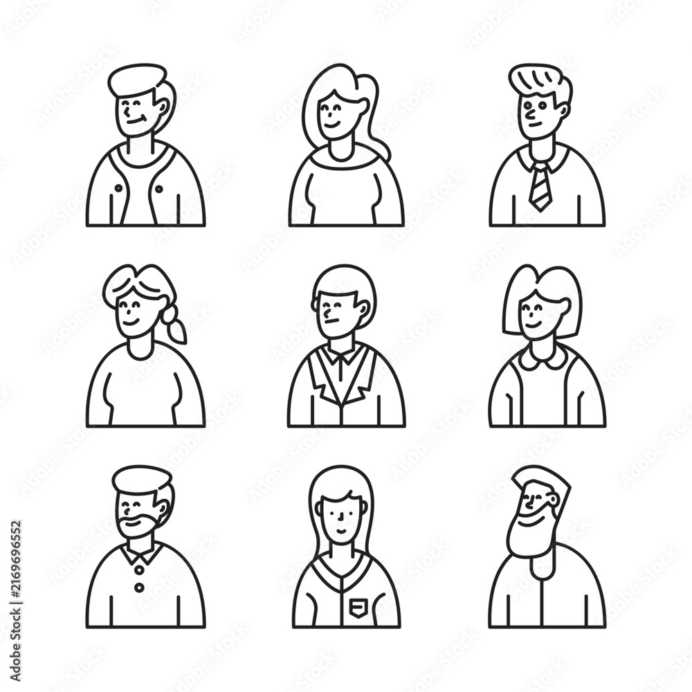 Fototapeta premium doodle portrait people character illustration
