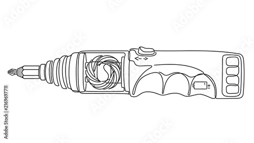 Cartoon drill with smile white background.