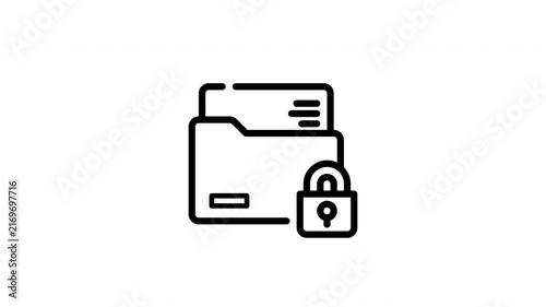 Locked folder with a padlock security suitable for cybersecurity concepts, data privacy, online digital protection, confidential information, secure storage.

