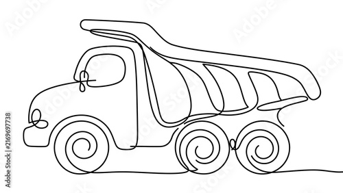 Cartoon dump truck illustration on white background.