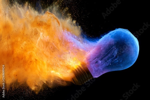 explosion of a traditional electric bulb. shot taken in high speed