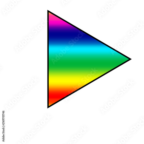 Retro 80s neon Rainbow and black triangles transparent background pride play button