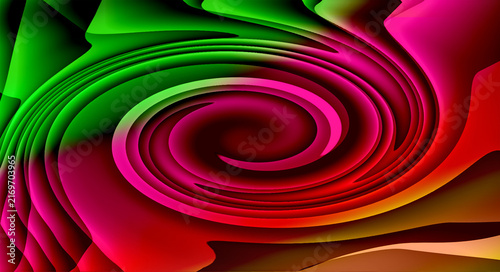 Dynamic neon spiral vortex background displaying bright green pink and yellow swirl lines for energetic visual presentation.