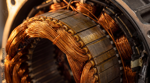 Copper Coil Windings EV Motor Macro