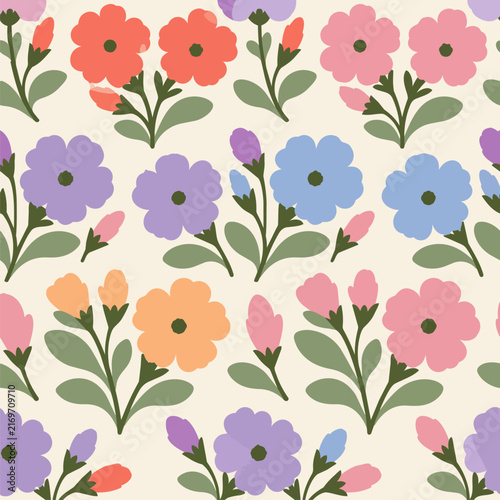 Scandinavian Pastel Petunia Seamless Pattern Source
