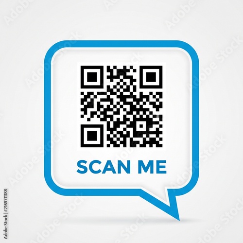 Scan me qr code in speech bubble icon