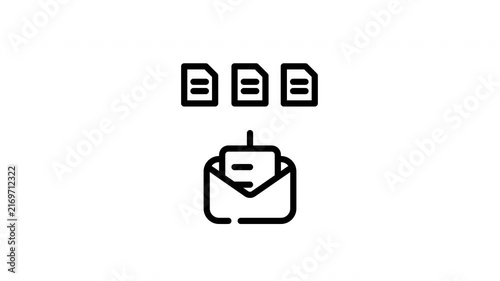 Three documents attached to an email for business communication, technology concepts, or online correspondence illustrations. Suitable for websites and presentations.
