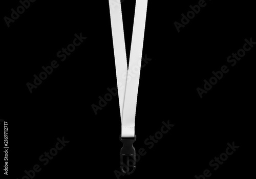 Blank white lanyard with black plastic hook attachment isolated on transparent background