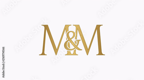 Abstract gold typographic monogram with overlapping serif letters and elegant curves isolated on a clean white background