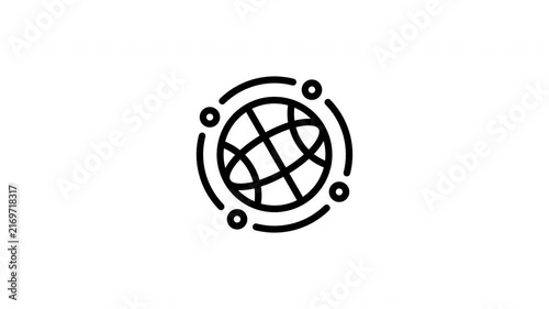 Globe orbiting icon with dots for global connectivity concepts, technology or communication designs. Perfect for digital presentations.
