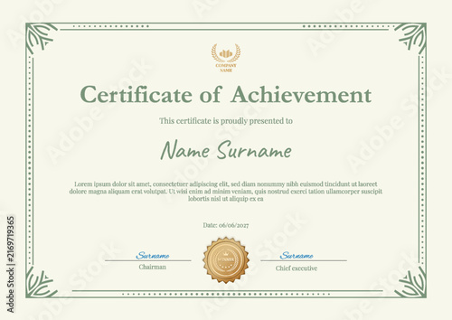 Elegant Landscape Diploma Design, Corporate Award Layout with Calligraphy Name