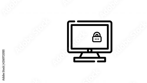 Monitor with a lock and a file security protection ideal for cybersecurity concepts, data secure information storage, technology themes.

