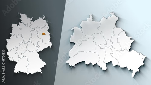 Animated Map of Berlin Region Highlighted Within German with State Borders