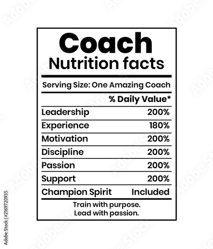 Coach Fitness Nutrition Graphic, Sports Health Facts and Athletic Training Design