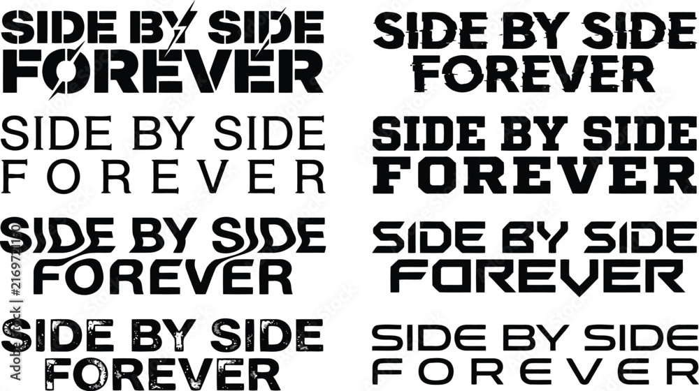 Obraz premium Side by side forever typography design modern font style for t-shirt and apparel applications.