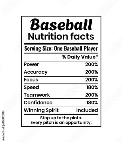 Baseball Fitness Nutrition Graphic, Sports Health Facts and Athlete Training Design