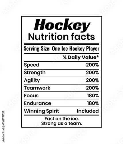 Ice Hockey Fitness Nutrition Graphic, Athlete Diet Facts and Winter Training Design