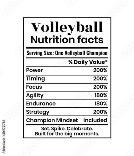 Volleyball Nutrition Facts PNG, Athlete Wellness Graphic for Sports Training