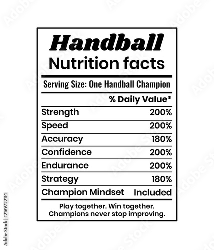Handball Fitness Nutrition Graphic, Athlete Health Facts and Sports Training Artwork