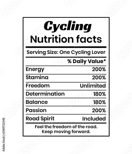 Cyclist Nutrition Label PNG, Endurance Diet Information and Training Fitness Graphic
