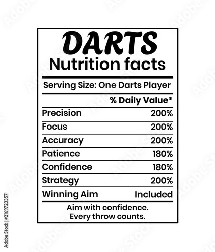 Darts Sports Nutrition Graphic, Athlete Diet Facts and Fitness Training Artwork