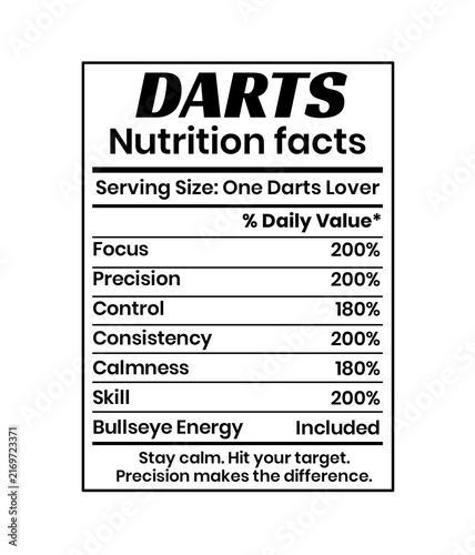 Darts Athlete Nutrition Label, Fitness Information Graphic for Sports Training