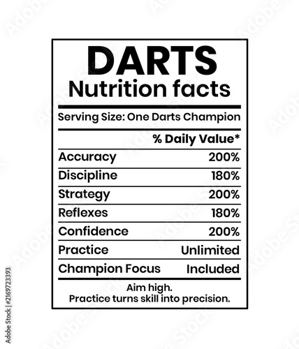 Darts Nutrition Facts PNG, Athlete Wellness Graphic for Sports Fitness Design