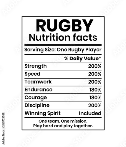 Rugby Fitness Nutrition Graphic, Athlete Health Facts and Sports Training Design
