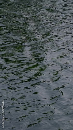 Close-up view of clear blue Water ripples surface. Reflection in water. Gentle waves move across the surface of a calm turquoise lake creating a tranquil natural texture