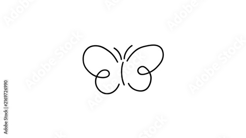 Hand-drawn butterfly animation, transparent background, 4K video